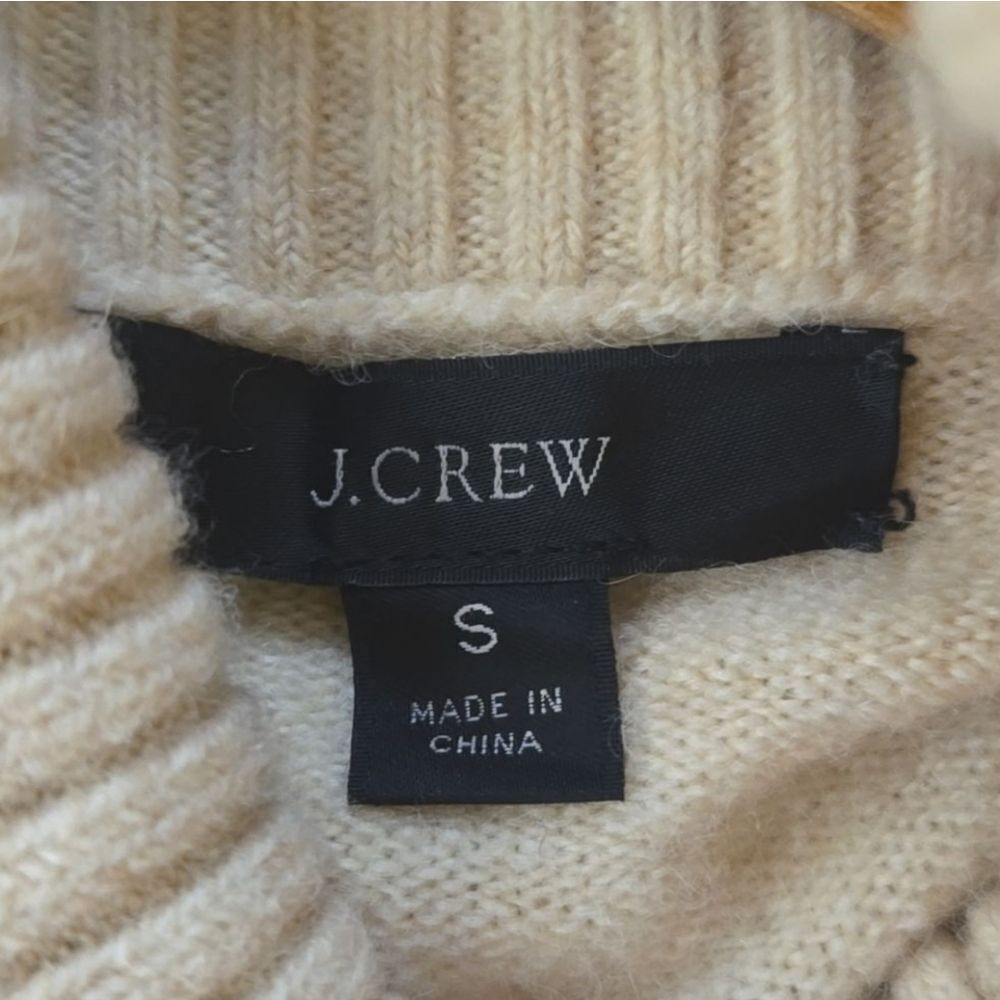 J. Crew Cream Merino Wool Alpaca Turtleneck Sweater S Scandi Minimalist - Picture 2 of 12